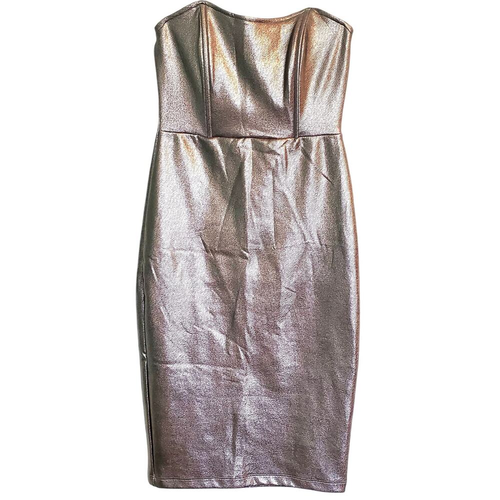 Nasty Gal Gold Metallic Shimmer Bodycon Dress Fits Sz S/M Cyberpunk Club Party